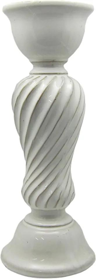 Castiçal Branco de Cerâmica Grande - 35x13x13 cm