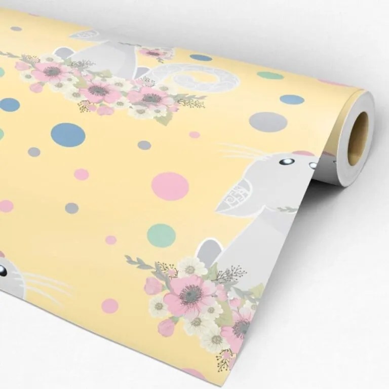 Papel de Parede Adesivo Ambiente Decorado Gatinha Yellow