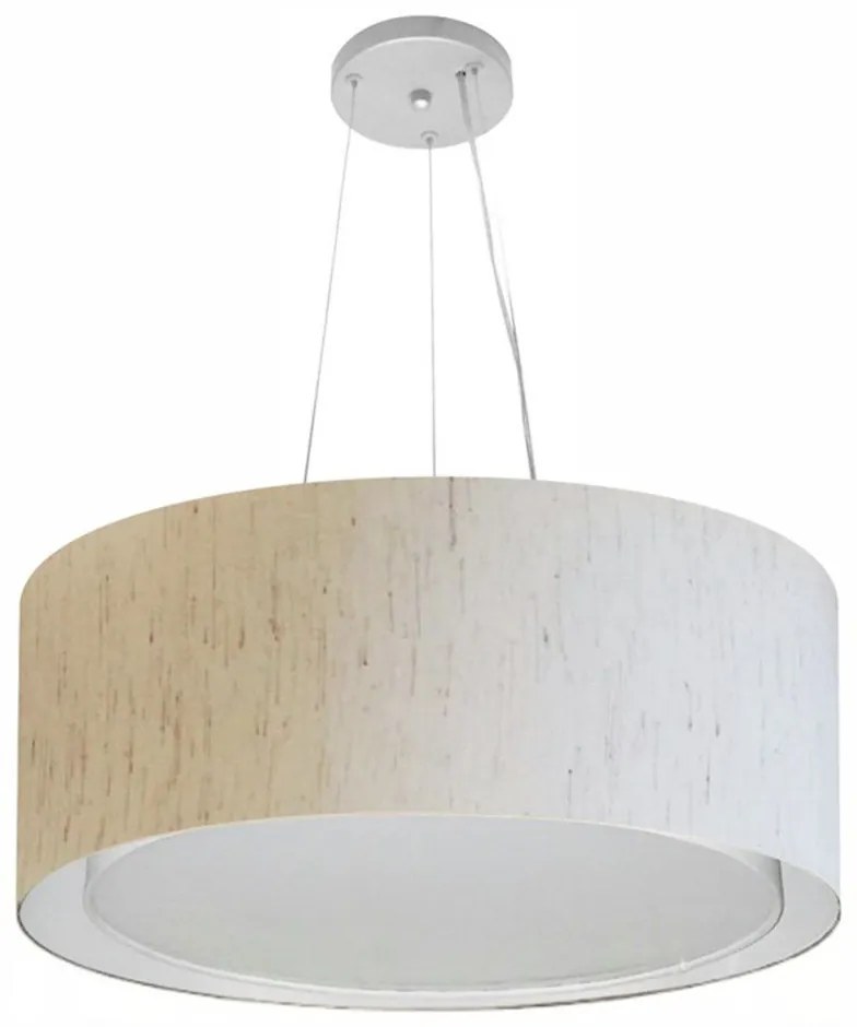 Lustre Pendente Cilíndrico Duplo Vivare Md-4124 Cúpula em Tecido 50x25cm - Bivolt