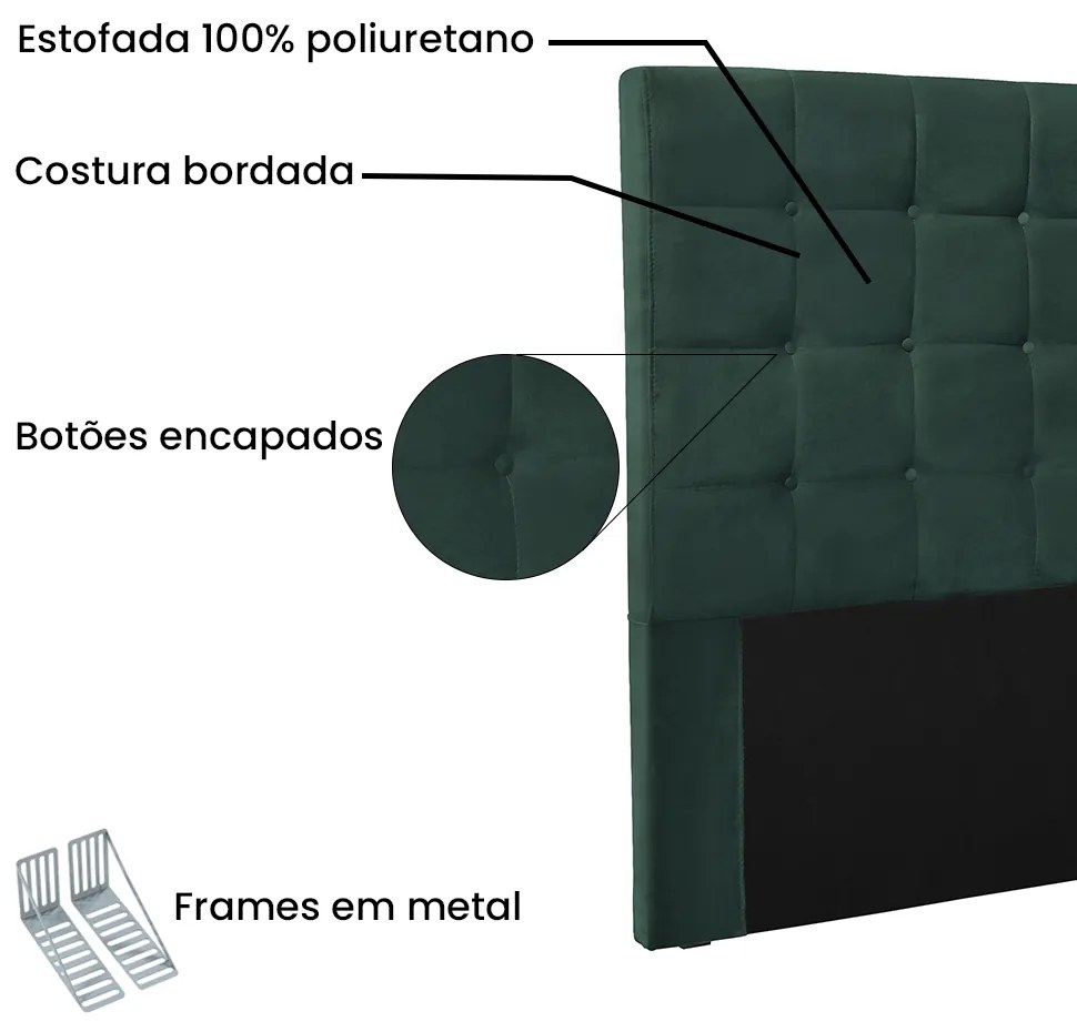 Cabeceira Cama Box Solteiro 90 cm Verona Veludo Verde S04 - D'Rossi