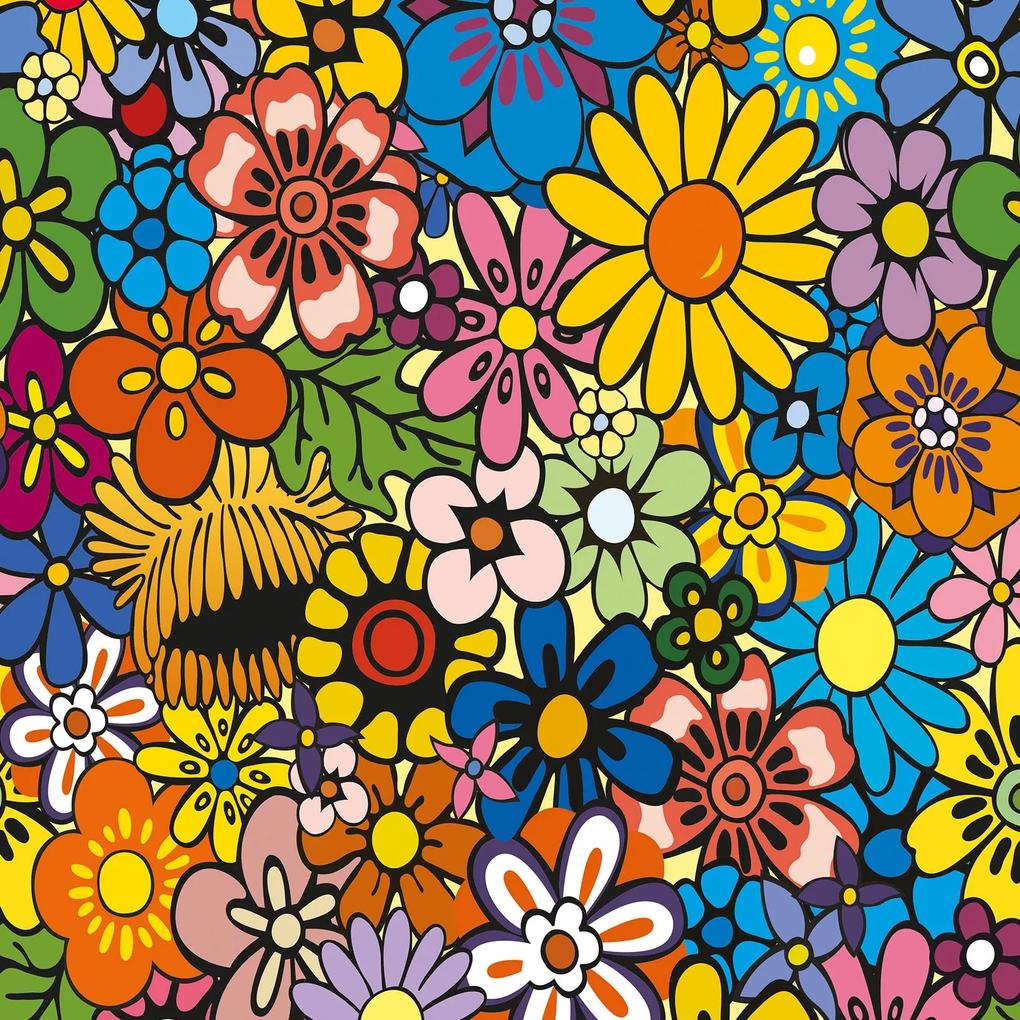 Papel de parede adesivo floral colorido