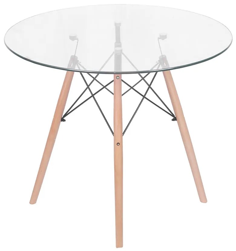 Mesa de Jantar Eiffel Redonda Tampo em Vidro - 90cm