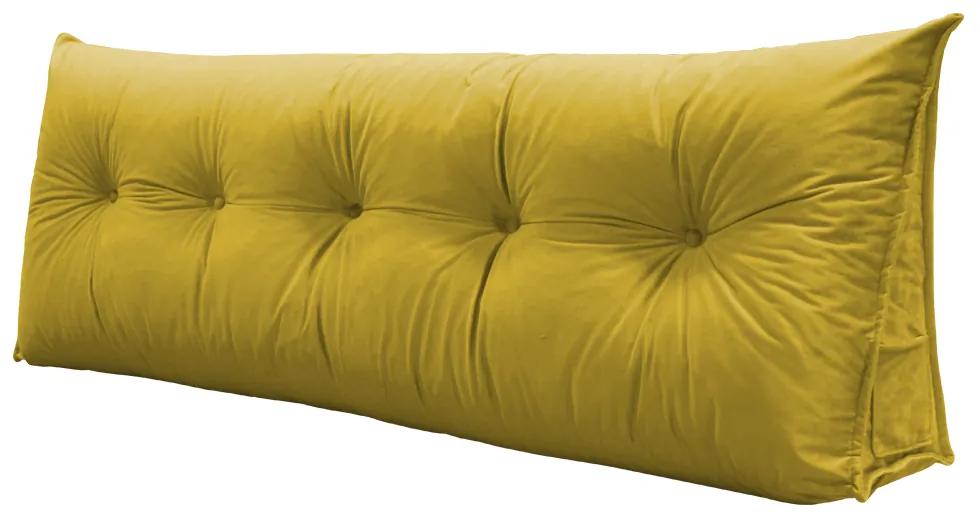 Almofada para Cabeceira Mel 1,60 m Queen Travesseiro Apoio para Encosto Macia Formato Triângulo Suede Amarelo