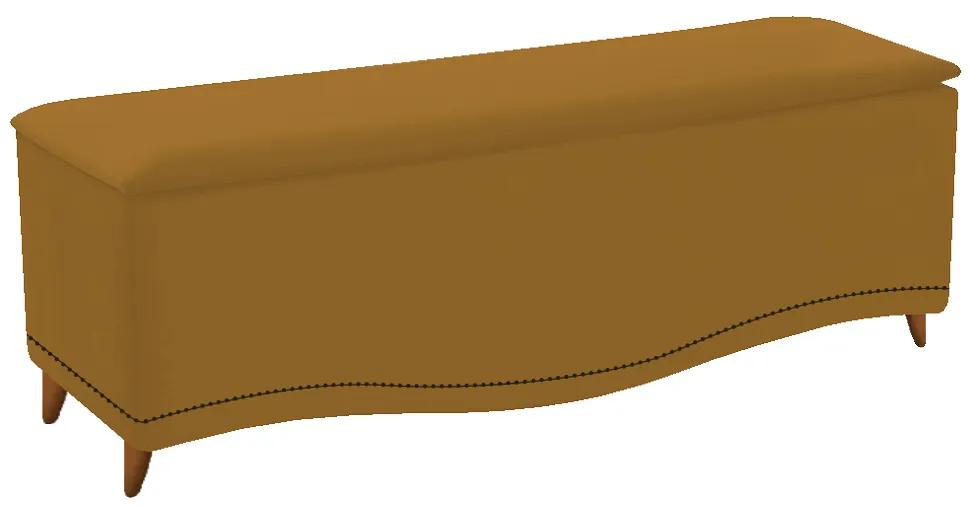 Calçadeira Estofada Yasmim 90 cm Solteiro Suede Mostarda - ADJ Decor