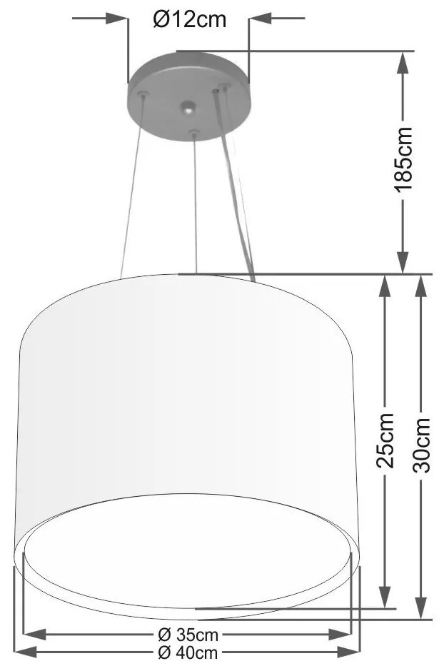 Lustre Pendente Cilíndrico Duplo Md-4304 Cúpula em Tecido 40x30cm Branco - Bivolt