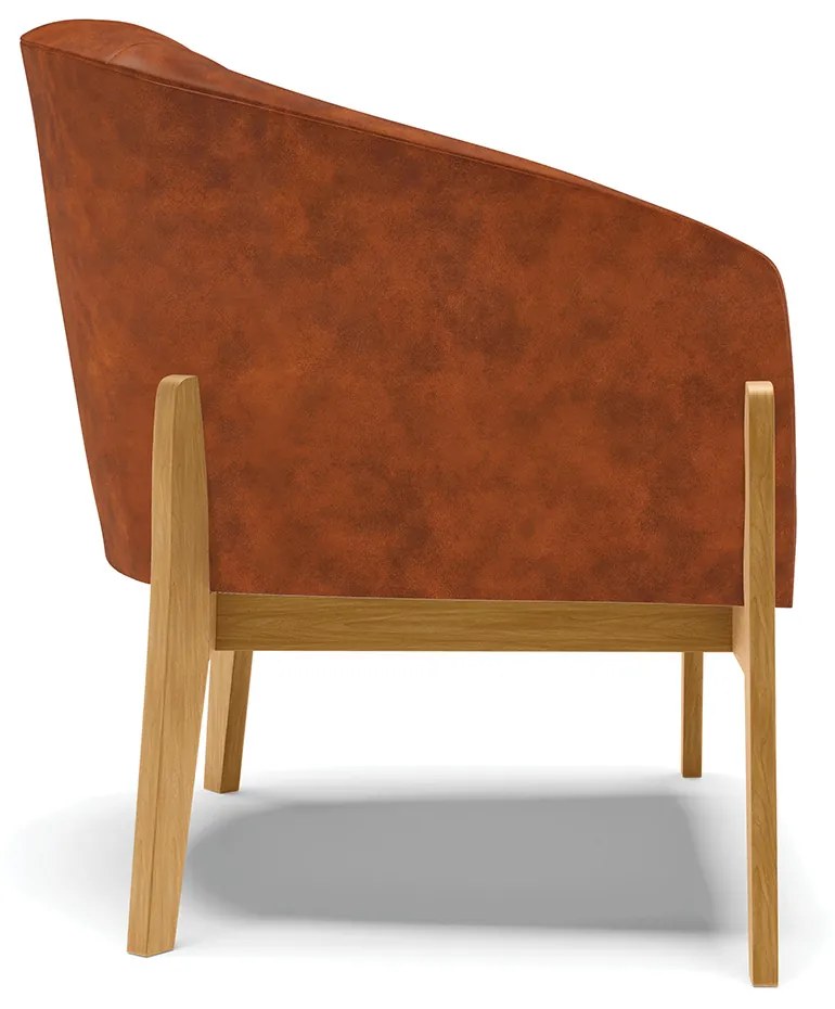 Poltrona Decorativa Base de Madeira kit 2 Stella Sintético PU D03 - D'Rossi - Nozes