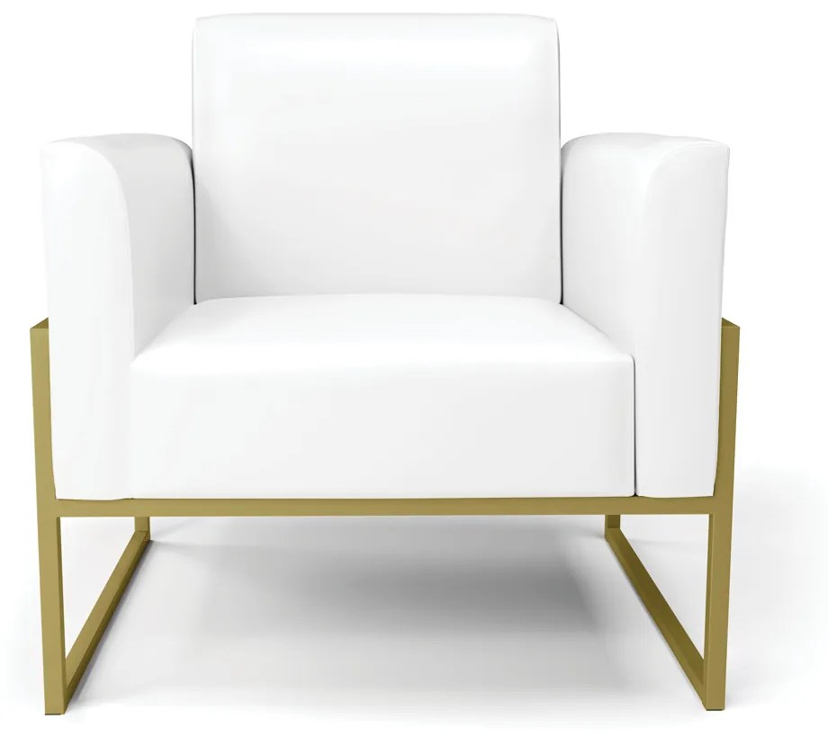 Poltrona Base Industrial Alta Dourado Marisa Corano D03 - D'Rossi - Branco