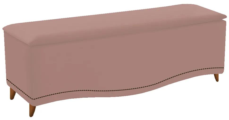 Calçadeira Estofada Yasmim 140 cm Casal Suede Rosê - ADJ Decor