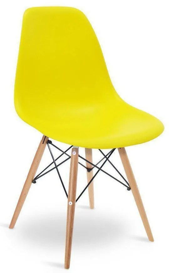 Cadeira para Sala de Jantar Eiffel Eames Amarelo Base Madeira - D'Rossi