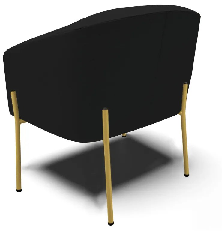 Poltrona Decorativa Pé de Ferro Dourado Stella Linho D03 - D'Rossi - A79 Preto