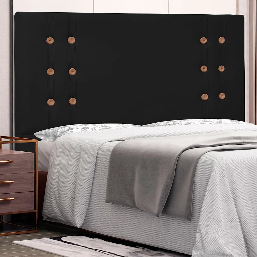 Cabeceira Gênova Para Cama Box Queen 160 cm Corino - D'Rossi - Preto