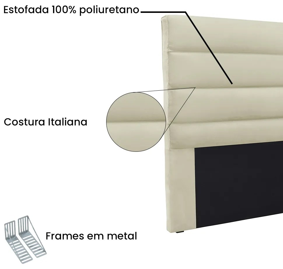 Cabeceira Cama Box Casal 140 cm Arles Veludo S04 - D'Rossi - Bege