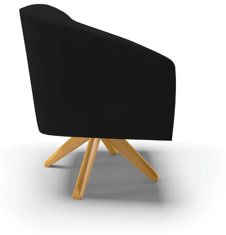 Poltrona Decorativa Giratória MA30 Stella Linho Preto D03 - D'Rossi