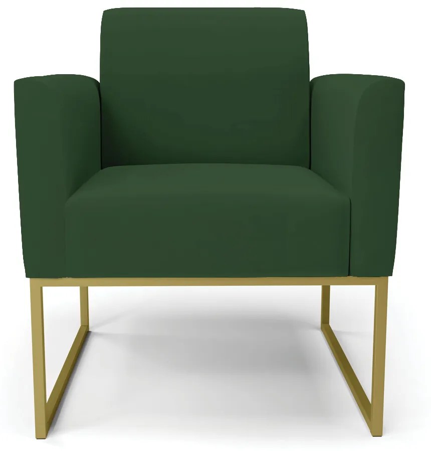 Poltrona Base Industrial Dourado Marisa Veludo D03 - D'Rossi - Verde