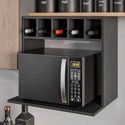 Suporte Micro-Ondas Forno Armário Aéreo com Adega 60cm Lótus M24 Preto