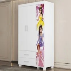 Guarda Roupa Infantil 89cm Com 3 Portas Princesa Rosa Z53   - Mpozenat
