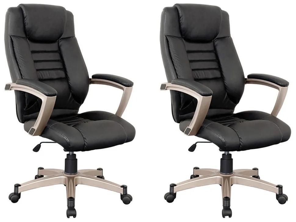 Kit 2 Cadeiras de Escritório Home Office Rainbow Giratória PU Sintético Preto G56 - Gran Belo