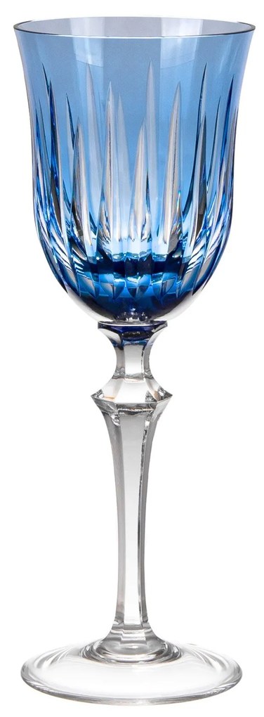 Taça de Cristal Lapidado p/ Vinho Branco 37 - Azul Claro