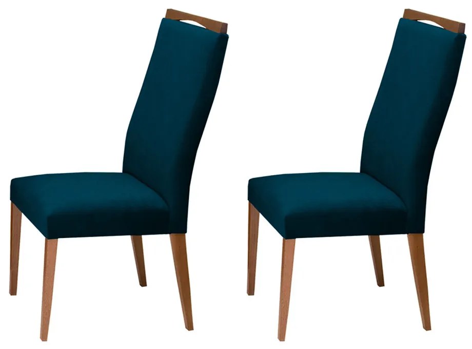 Conjunto 2 Cadeira Decorativa Lívia Veludo Azul Marinho