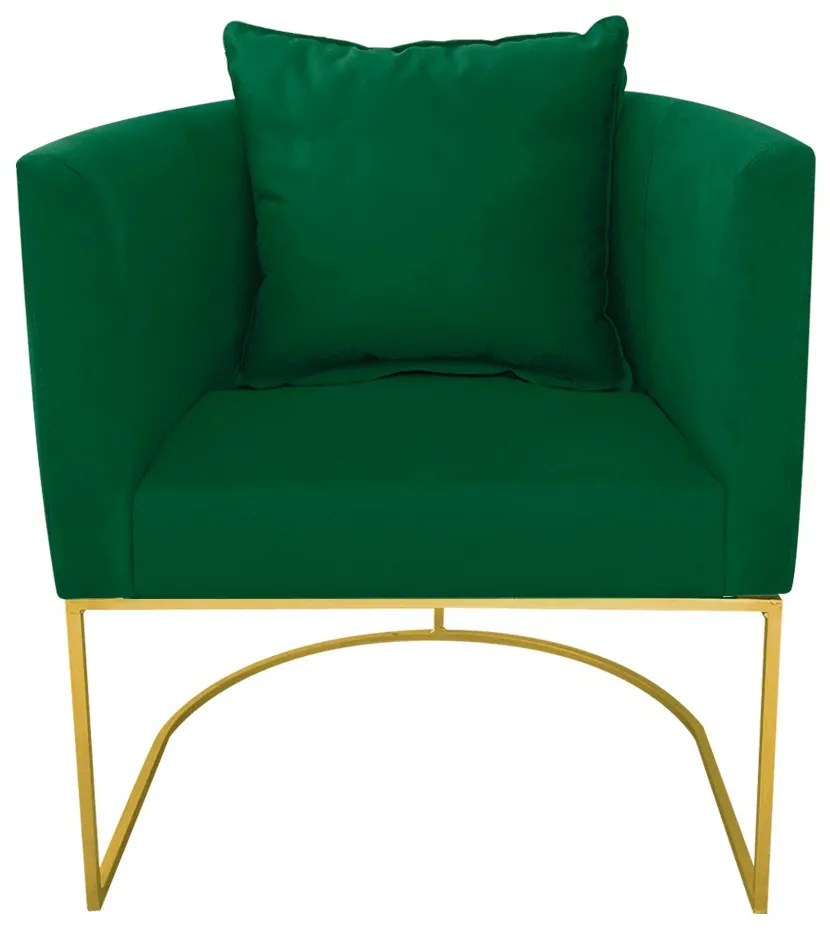 Poltrona Paola Suede Verde Base Metálica Dourado - D'Rossi