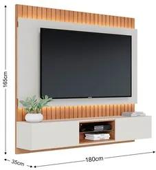 Painel Home Suspenso para TV 70 Pol. com LED 180cm Rios C05 Off White