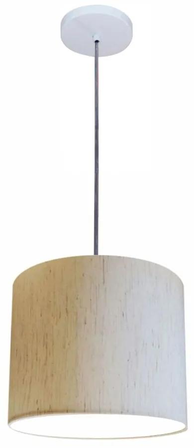Luminária Pendente Vivare Free Lux Md-4105 Cúpula em Tecido - Linho Bege - Canopla branca e fio transparente