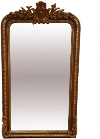 Espelho Clássico Folheado a Ouro com Detalhes na Moldura de Chão - 226x134cm