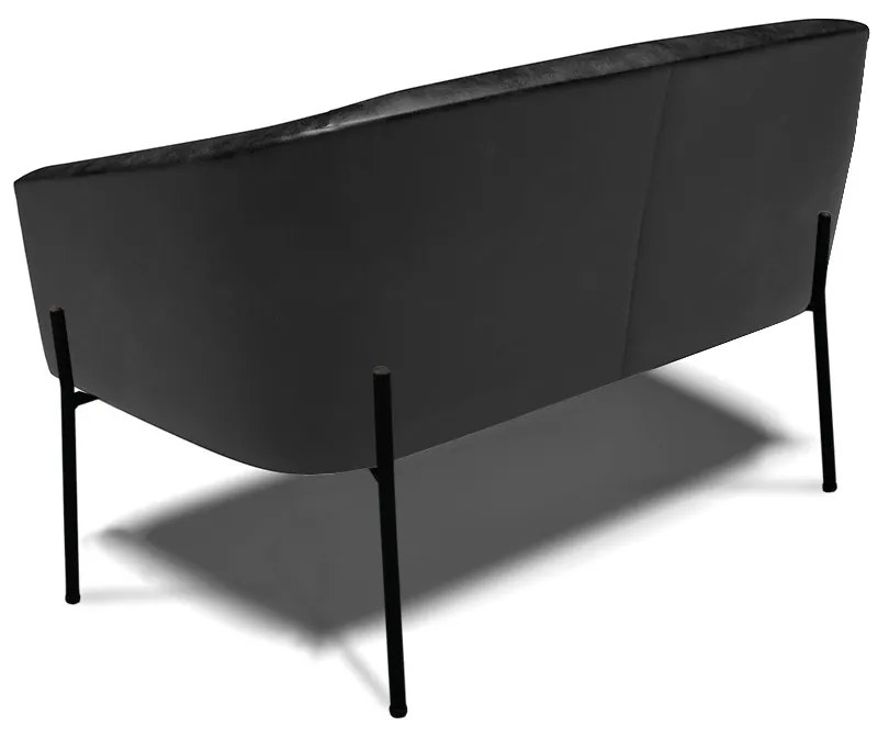 Sofá 2 Lugares Namoradeira Pé de Ferro Preto Stella Sintético PU D03 - D'Rossi - Preto