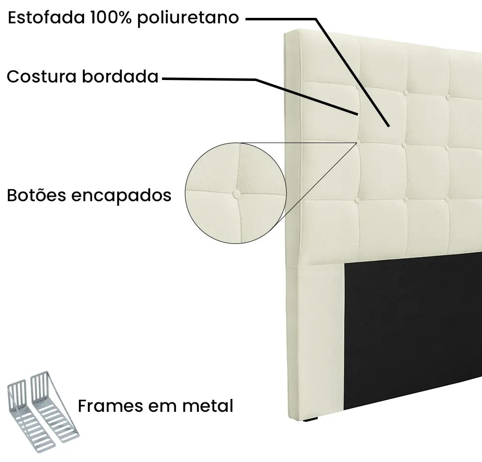 Cabeceira Cama Box Queen 160 cm Verona Linho S04 - D'Rossi - Natural