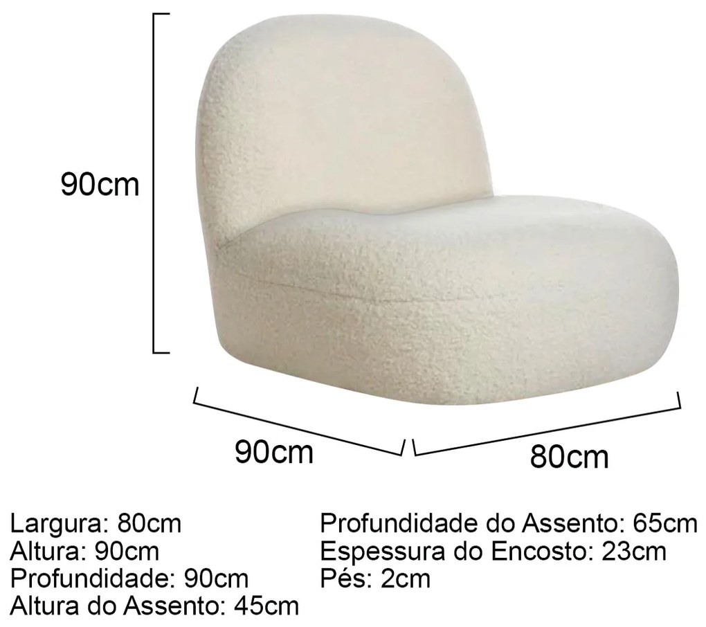 Sofá Curvo 200cm 2 Lugares e 2 Poltrona Amsterdã Bouclé - ADJ Decor