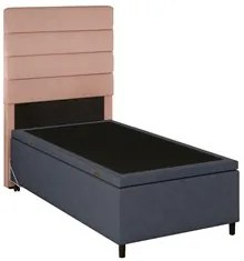 Cabeceira com Base Cama Box Baú Solteiro 88x188cm Hit ID5 Linho Rosê/S