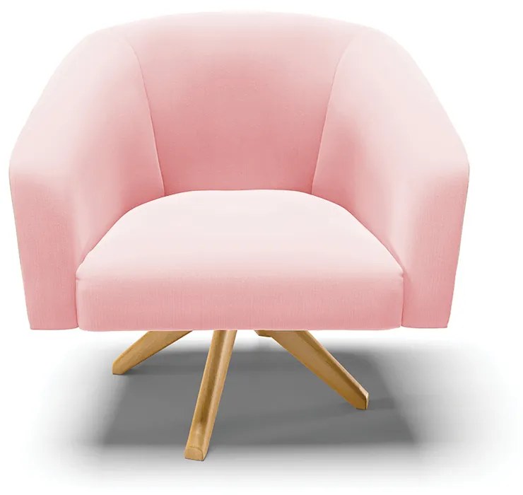 Poltrona Decorativa Giratória MA30 Kit 2 Stella Suede Rosa Bebê D03 - D'Rossi