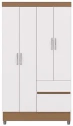 Guarda Roupa Solteiro 103cm Com 4 Portas Ideal Flex Branco - Vila Rica