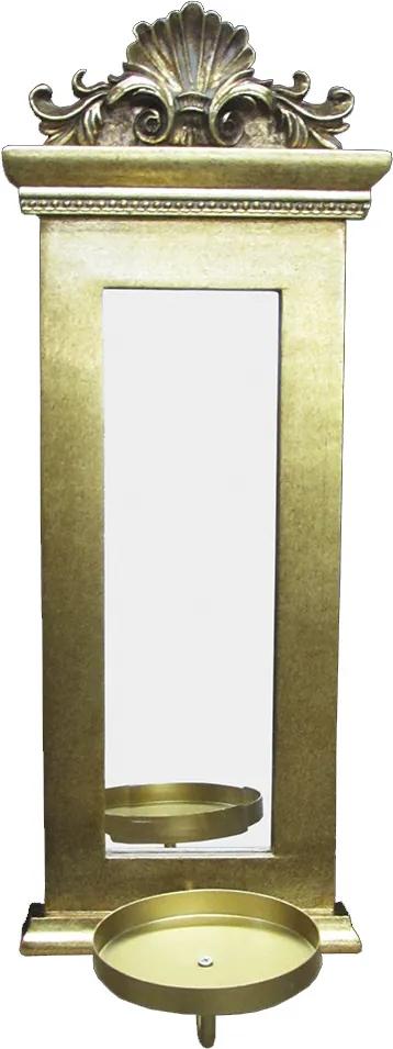 Espelho Clássico Retangular Dourado - 49x18cm