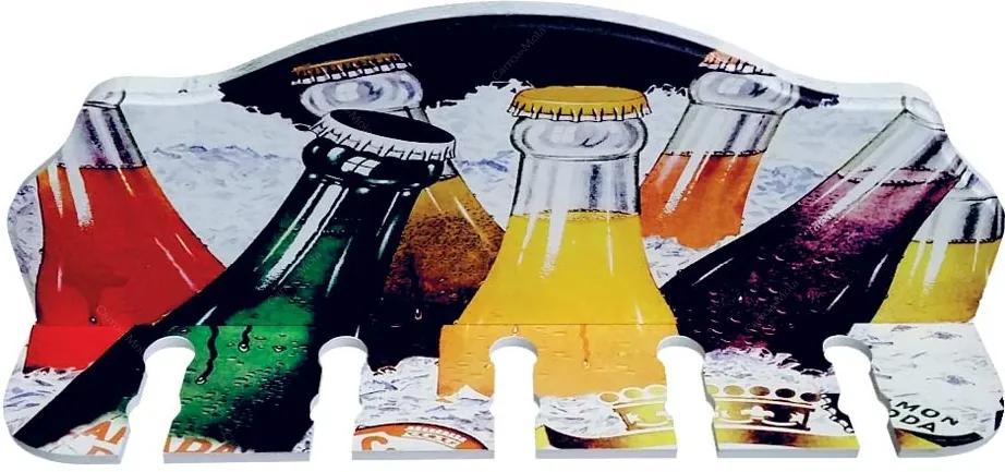 Porta-Espeto Garrafas Coloridas em Madeira - 40x15 cm