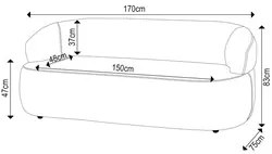 Sofá 3 Lugares Living Orgânico Sala de Estar 170cm Conka F05 Bouclê Gr