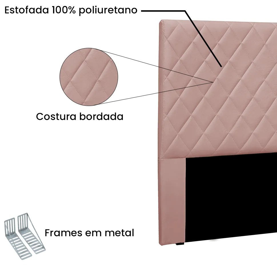 Cabeceira Cama Box Solteiro 90 cm Dubai Veludo S04 - D'Rossi - Rosa