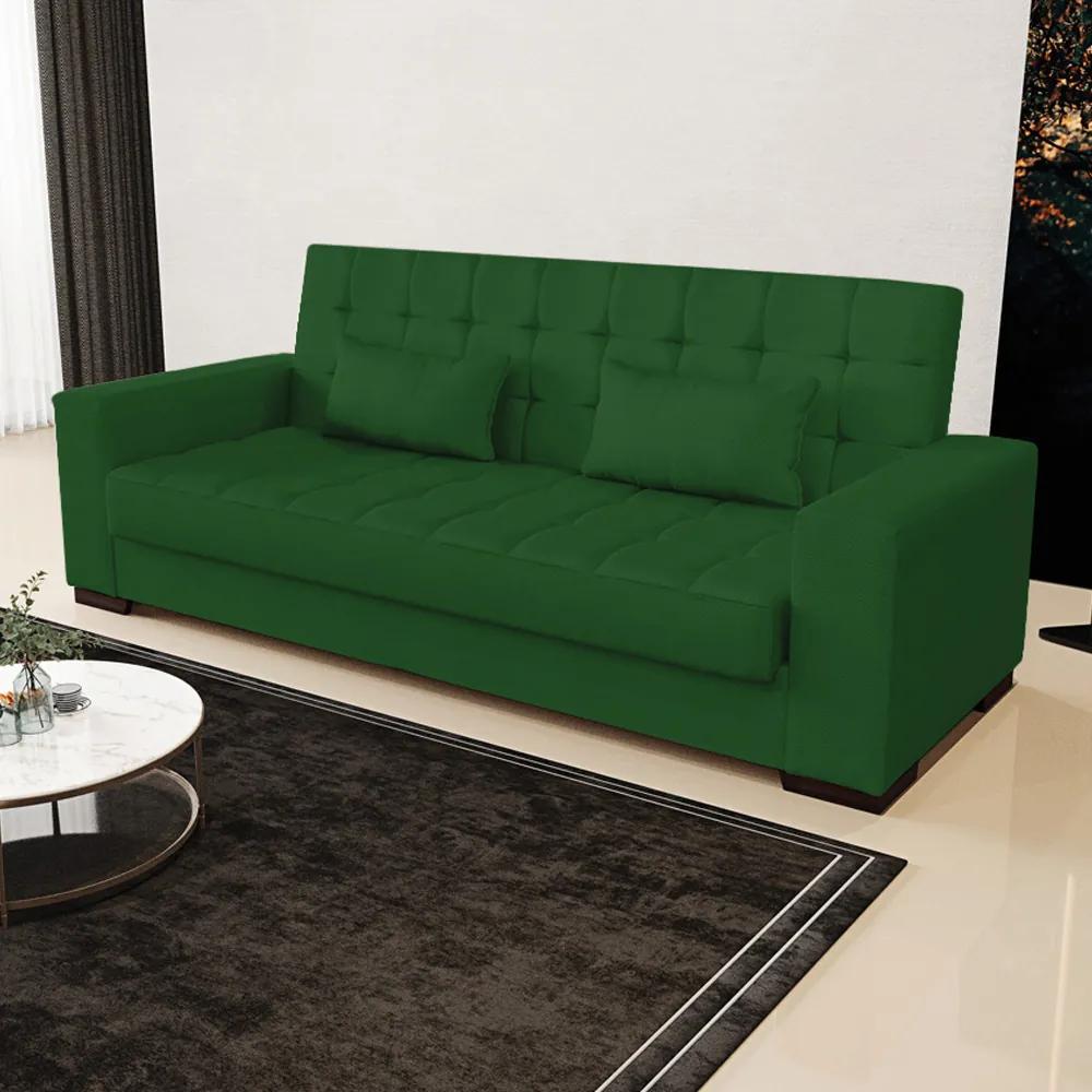 Sofá Cama Decorativo 210cm Beesley Veludo Luxo Verde G19 - Gran Belo