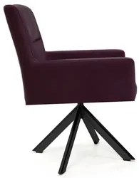 Poltrona Decorativa Giratória Base Eiffel Preto Angel Veludo C-292 Uva