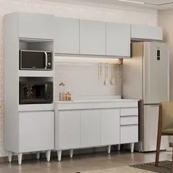 Armário de Cozinha Modulada 4 Peças CP11 Balcão com Tampo Branco - Lum