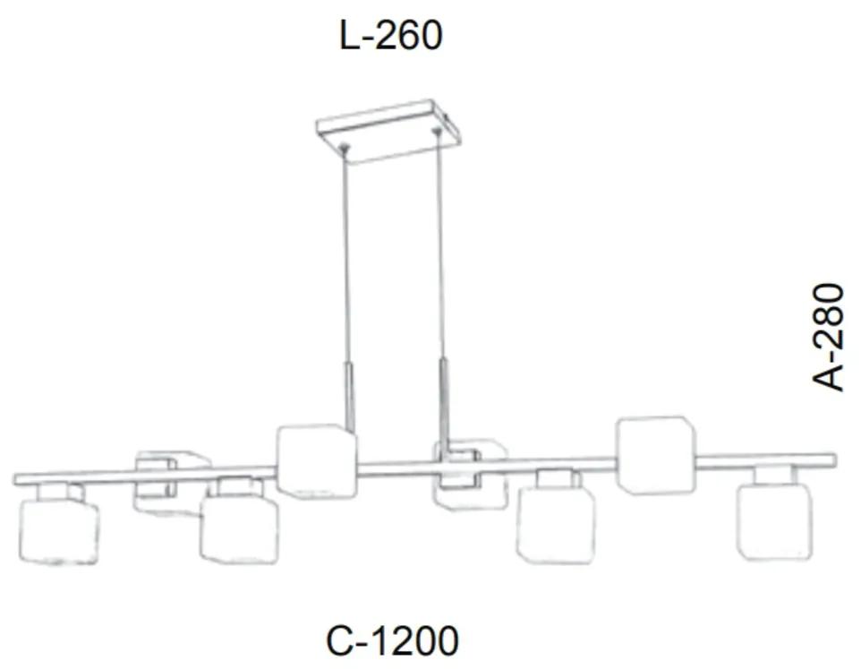 Pendente Retangular Vidro Quadrado 120X28X26Cm Metal E Cubo 08Xg9 | Ol... (GRAFITE / COBRE FOSCO, AMBAR)