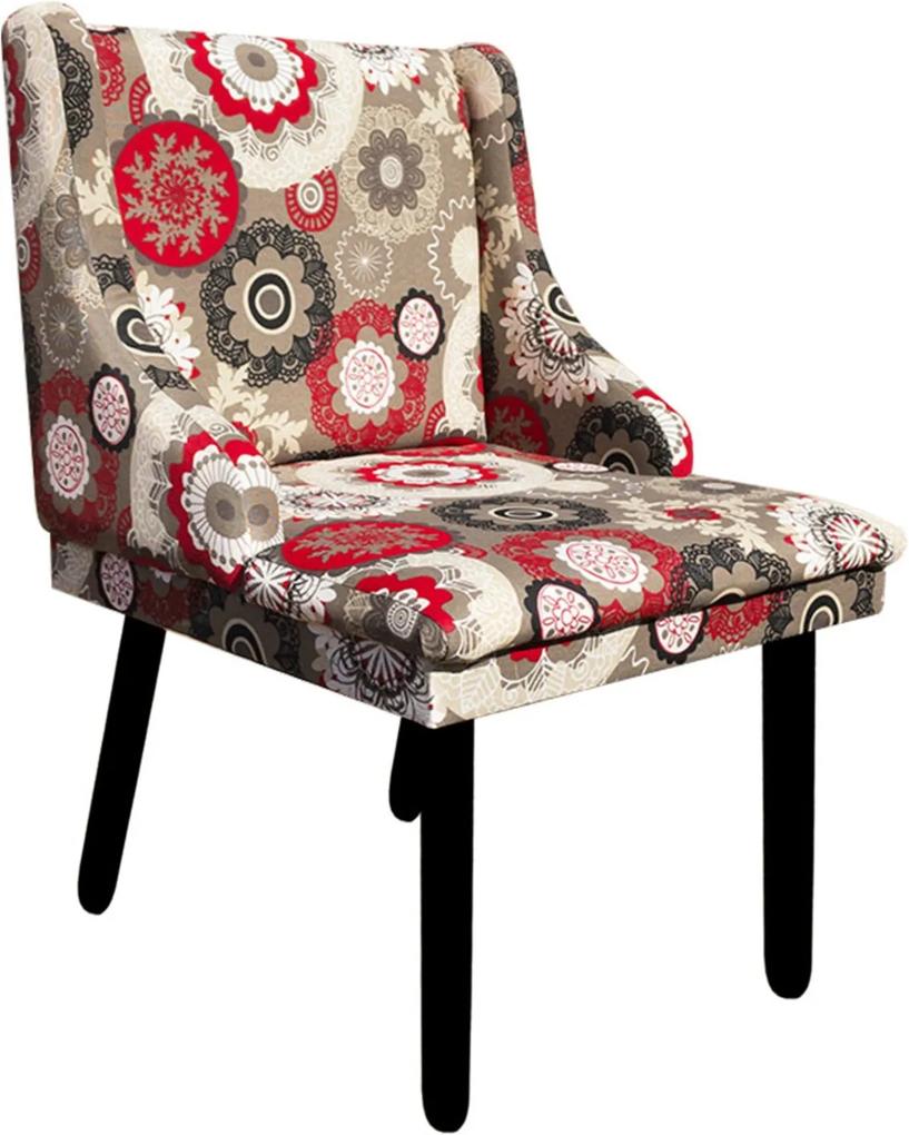 Cadeira Poltrona Decorativa Liz Estampado Floral D32 Pés Tabaco - D'Rossi