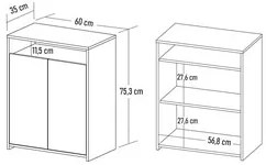 Kit 2 Balcão para Escritório Café 60cm 2 Portas Look A06 Branco - Mpoz