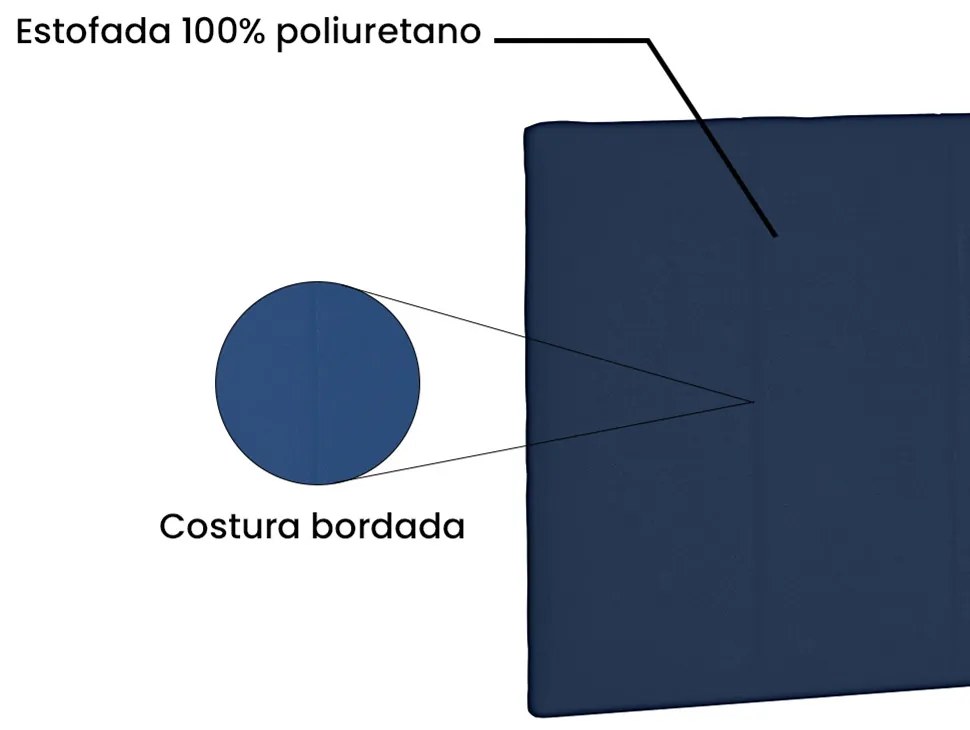 Cabeceira Painel Arizona Para Cama Box King 195 cm Suede Azul Marinho - D'Rossi