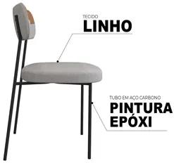 Cadeira Estofada Milli Corano/Linho F02 Caramelo/Cinza - Mpozenato
