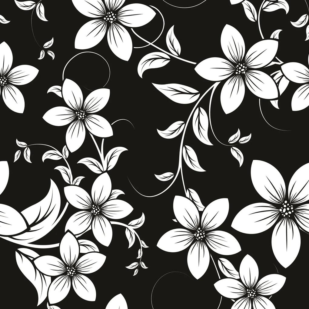 Papel de parede adesivo floral branco e preto