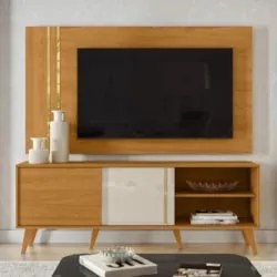 Estante Painel Para TV 60 Pol 160cm Orla Z10 Off/Cinamomo - Mpozenato