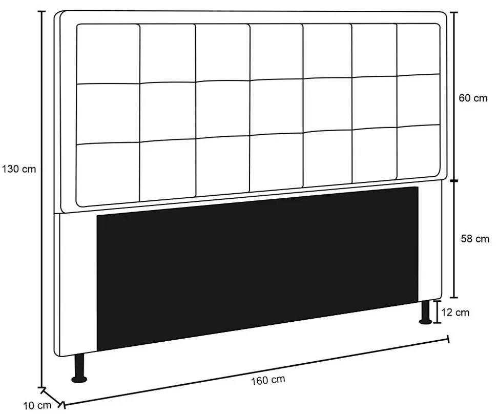 Cabeceira Onix Para Cama Box Queen 160 cm Suede - D'Rossi - Grafite