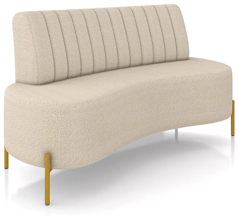 Sofá 2 Lugares Living 135cm Pé Ferro Dourado Maraú Bouclê Creme K01 - D'Rossi