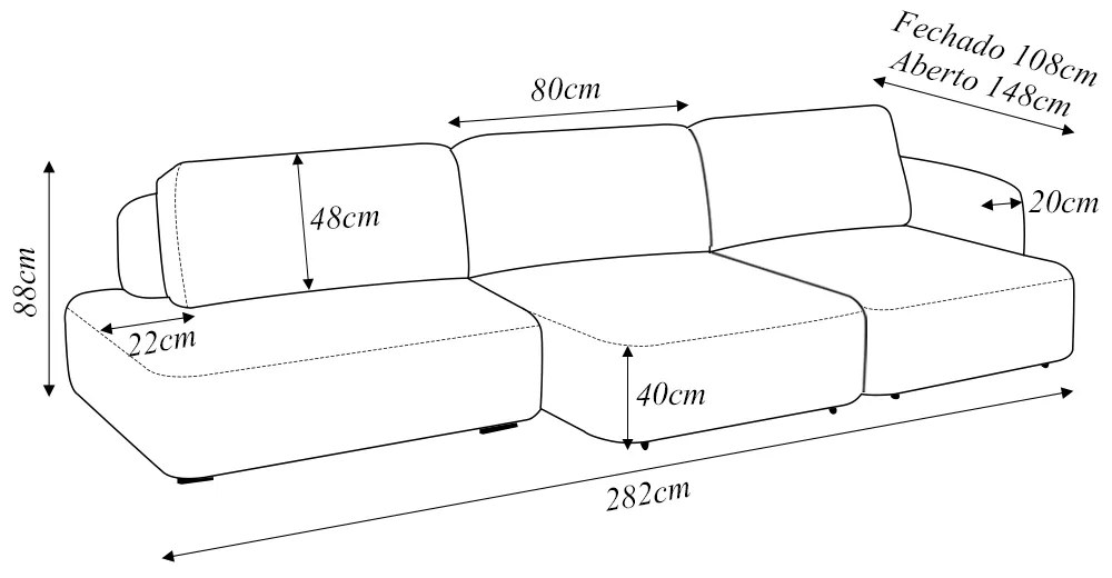 Sofá Decorativo Santiago 4 Lugares 282cm Sala de Estar Retrátil Modulado Bouclê Branco G89 - Gran Belo